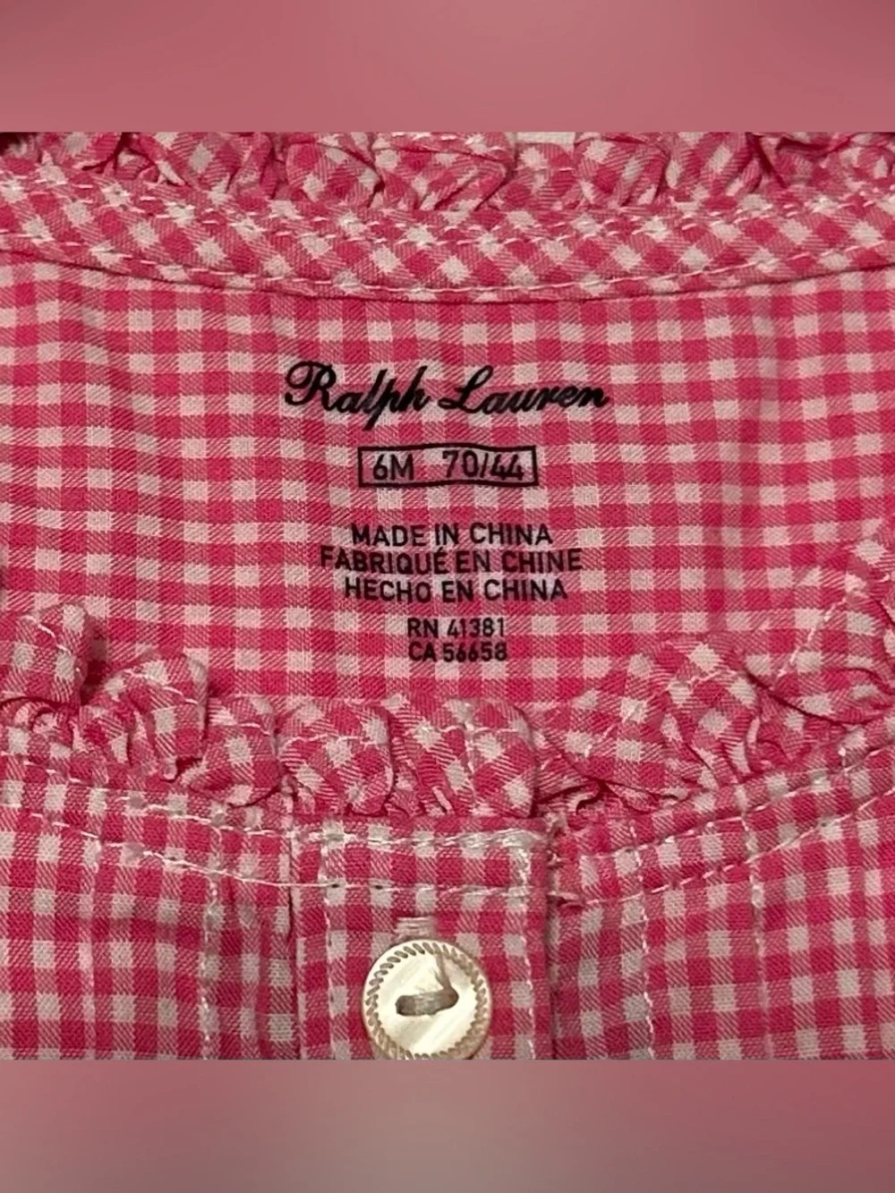 NWT Ralph Lauren Pink Gingham Sleeveless Bubble Romper Size 6 Month